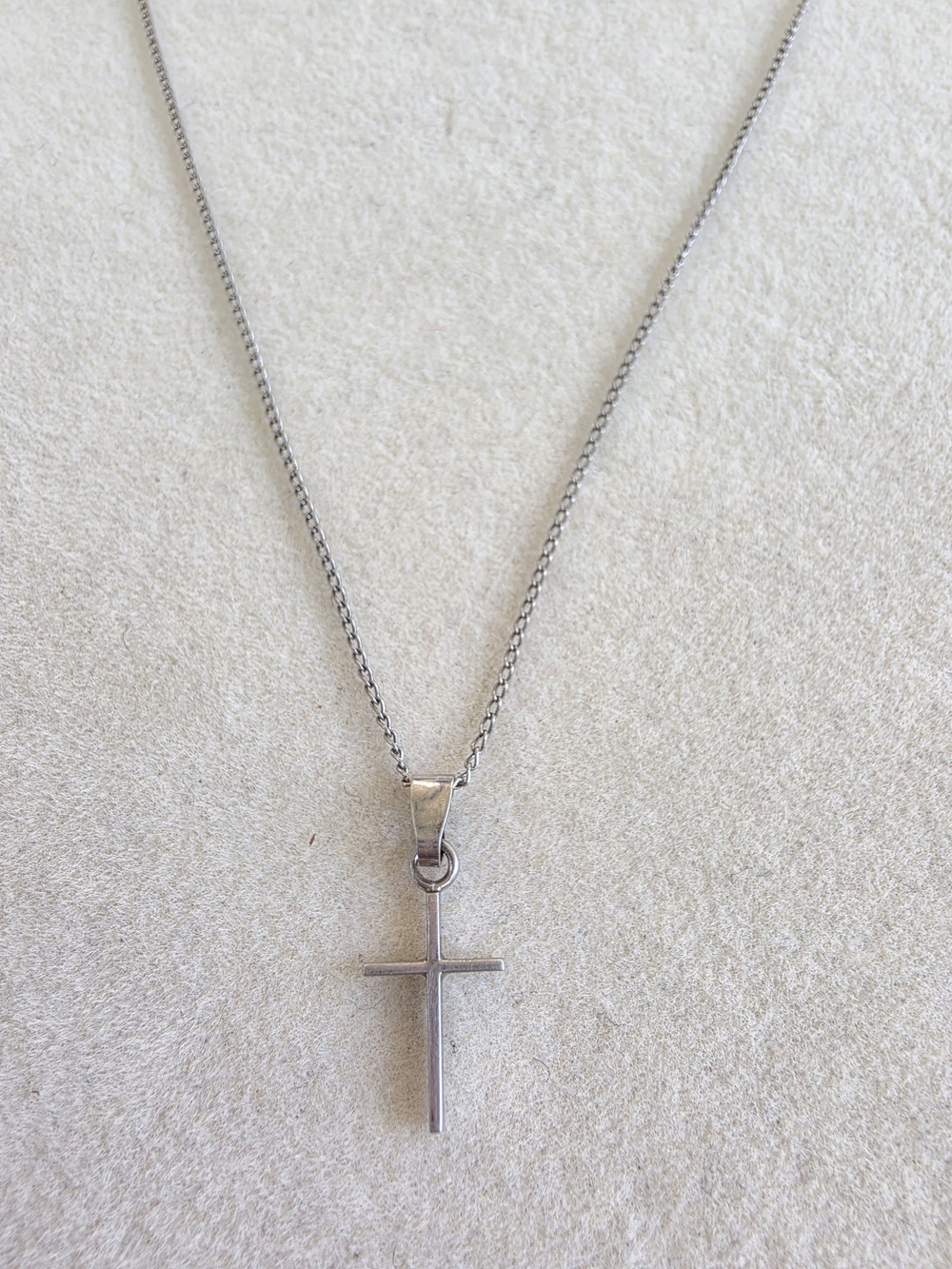 16": Sterling Silver Cross Necklace • Vintage by CMC -
